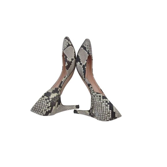 J Crew Lucie Faux Snake Leather Gray/White Heels Size 7M Made In Italy - Picture 5 of 6